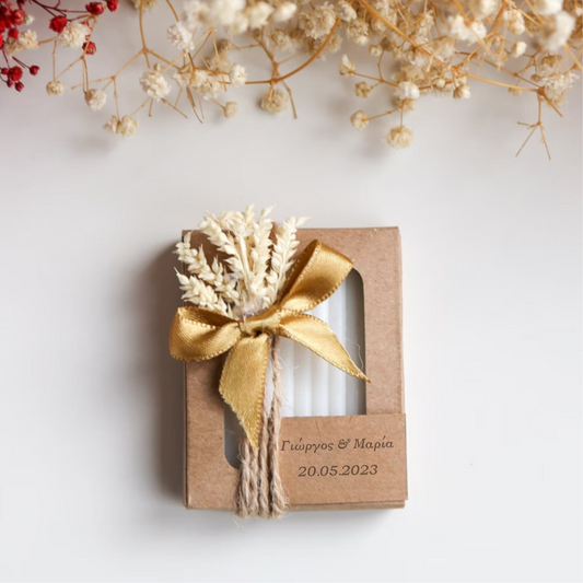 Μπομπονιέρα χειροποίητο σαπούνι σε craft κουτί με αποξηραμένα λουλούδια